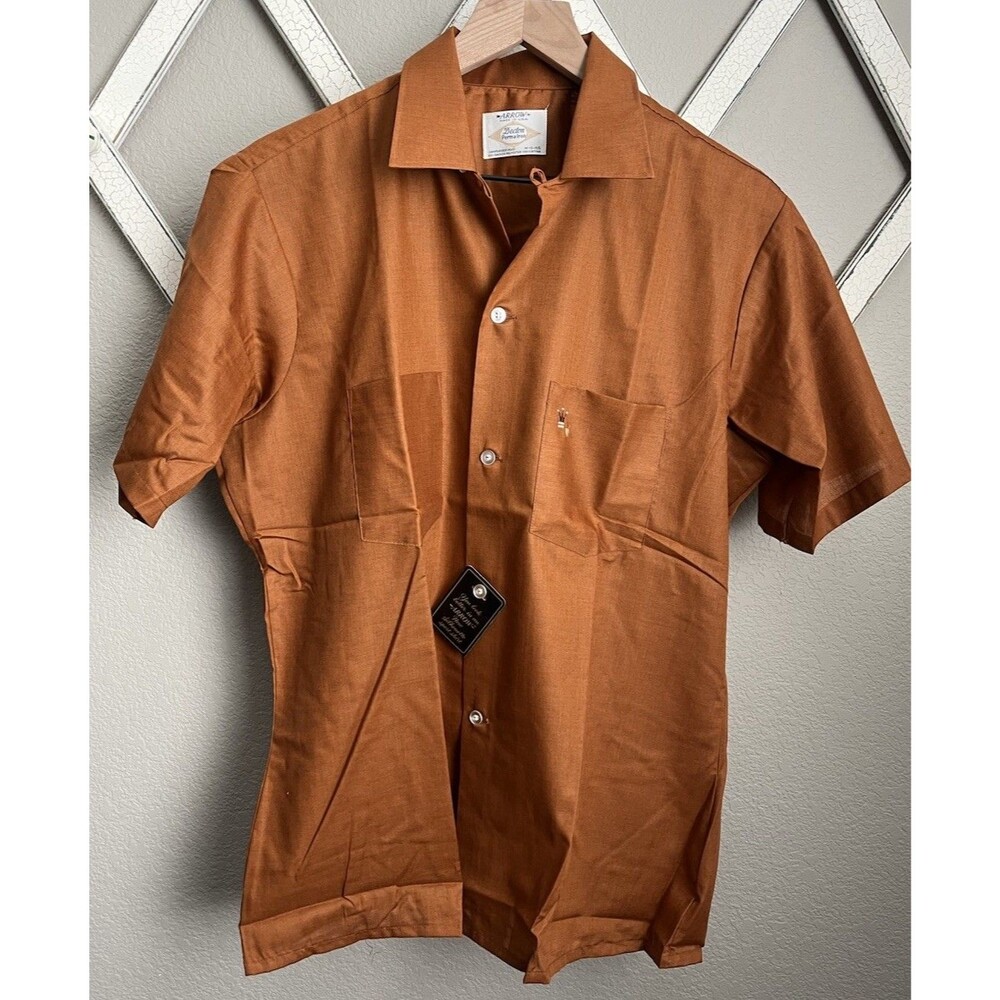 Vtg Arrow Men's M 15-15.5 Decton Sanforized Plus Button Down Shirt Dacron USA